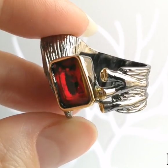 Gold Plated Red Personality Ring - Picture 10 of 17